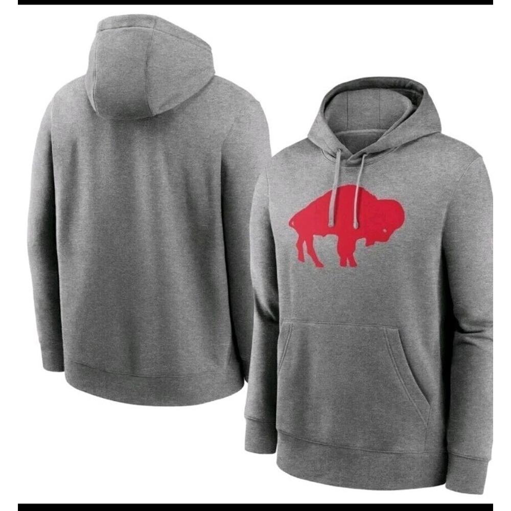 Buffalo Bills Men's Nike Heather Gray Classic Logo Pullover Hoodie Size Large